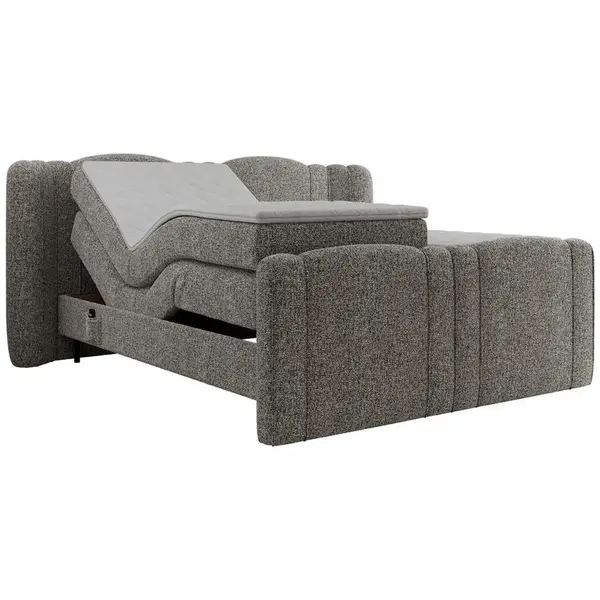 MKS POSTEL BOXSPRING FORTINA 180/200 - Šedá Strukturovaná látka - Topper Visco - H3