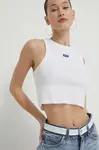 HUGO Blue  crop top dámský bavlněný s elastanem Baby Tank_B