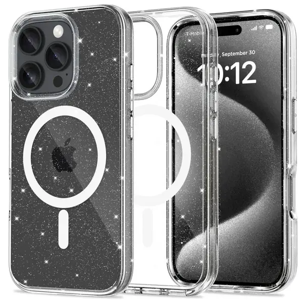 Tech-Protect Flexair Hybrid s MagSafe, iPhone 16 Pro Max, glitter clear