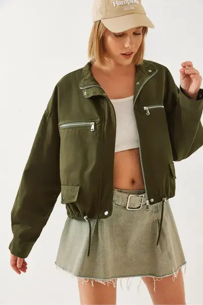 Bianco Lucci Women's Pocket Zipper Detail Jacket 2475