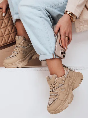 Sneakersy damskie na grubszej podeszwie NEWMOVE khaki Dstreet