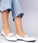 Gemre White women's loafers with rhinestones Kaletta