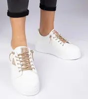 Gemre White sneakers with champagne rhinestones Treysi