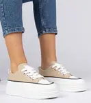 Gemre Beige Women's High-Soled Sneakers Selina