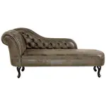 Beliani ČALOUNĚNÉ LEHÁTKO CHAISE LONGUE Umělá semiš hnědé levostranné Nimes