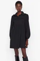 Trendyol Black mini tkaný golier detailne tkané šaty