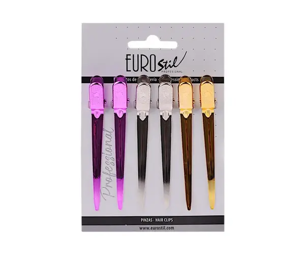 Kovová spona do vlasov Eurostil Professional - 9 cm, farebná - 6 ks (07614) + darček zadarmo