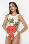 Dámske plavky Trendyol Tropical Patterned