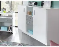 Široká komoda Joker, biela/sivý betón%