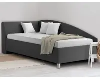 Rohová posteľ Andrew ľavá 110x200 cm, tmavo šedá látka%