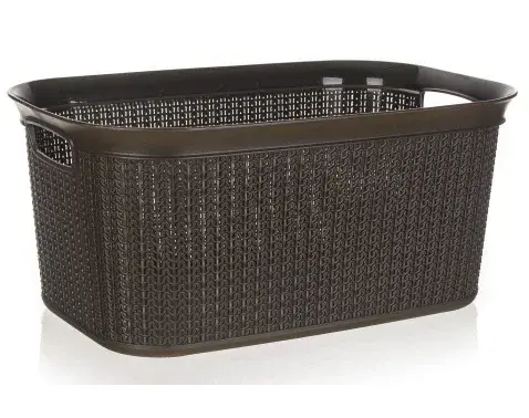 Úložný box/kôš na prádlo 38 l, hnedý, ratanový vzhľad%