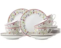 Kávový servis (18 dielov) Shanti, farebné kvety%