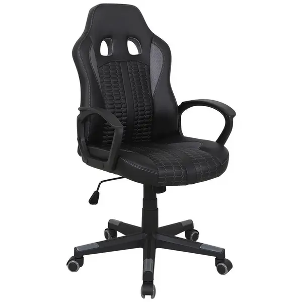 MID.YOU HERNÍ ŽIDLE, vzhled kůže, síťovina, šedá, černá