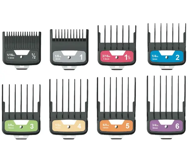 Sada náhradních nástavců s kovovou sponou pro střihací strojky Kiepe - 8 ks + dárek zdarma