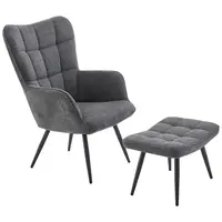 Ti'me RELAXAČNÍ KŘESLO S TABURETEM, kov, textil, tmavě šedá