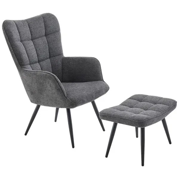 Ti'me RELAXAČNÍ KŘESLO S TABURETEM, kov, textil, tmavě šedá