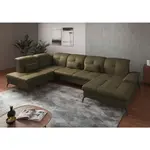 Sit & More SEDACÍ SOUPRAVA, textil, kůže, olivově zelená