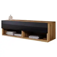 P & B NÍZKÁ KOMODA, dub wotan, vysoce lesklá černá, 100/30/31 cm