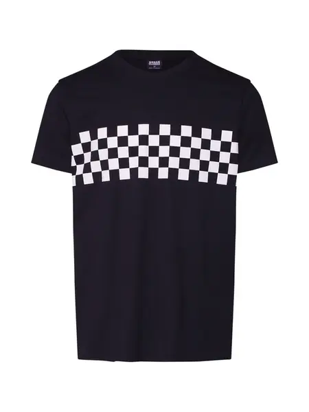 Urban Classics Tričko 'Check Panel'  čierna / biela