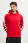 Mikina adidas Originals 3-Stripes pánská, červená barva, s kapucí, s aplikací, IR9868