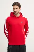 Mikina adidas Originals 3-Stripes pánská, červená barva, s kapucí, s aplikací, IR9868