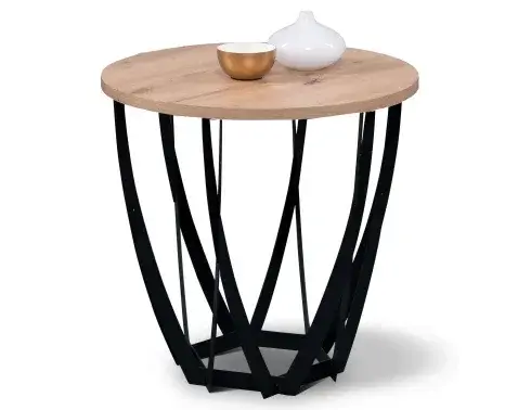 Okrúhly odkladací stolík Mella, 50 cm, dub artisan%