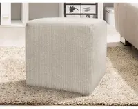 Taburet Bali, 40x40 cm, svetlo béžová štruktúrovaná látka%