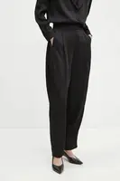 Kalhoty La Mania ALLURE dámské, černá barva, široké, high waist, LM.ALLURE