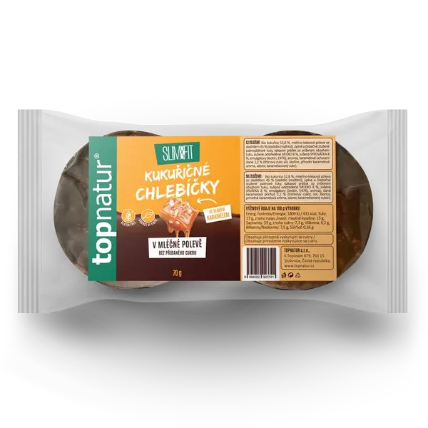 Topnatur Slim&Fit Kukuřičné chlebíčky se slaným karamelem v mléčné polevě 70 g