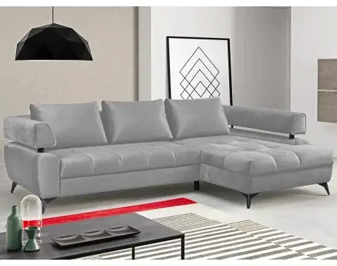 Rohová sedacia súprava Paris, svetlo šedá látka, pravý roh%