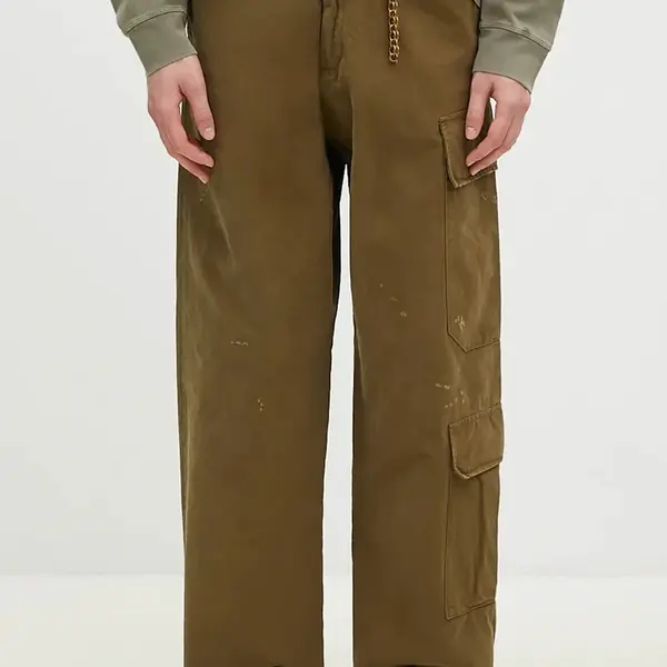 Bavlněné kalhoty DARKPARK Jeffrey zelená barva, ve střihu cargo, MTR36.FAP05.0061