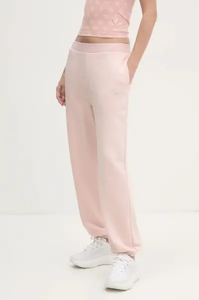 Tepláky Guess RHINESTONES růžová barva, s aplikací, V5RB08 KCLJ0