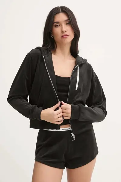 Pyžamová mikina Juicy Couture LIV RIB VELOUR HOODIE