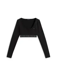 Tommy Jeans Tričko  čierna / biela