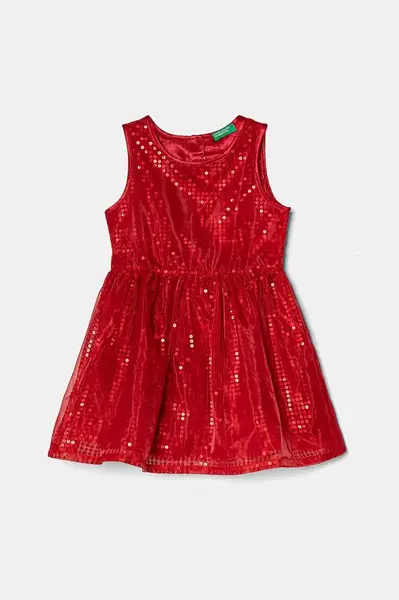 Šaty United Colors of Benetton červená barva, mini, 42R4GV01Z