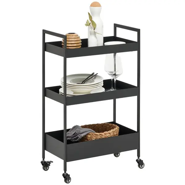 Xora SERVÍROVACÍ VOZÍK, černá, 51/30/86 cm