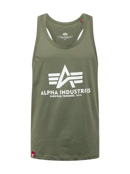 ALPHA INDUSTRIES Tričko  zelená / biela