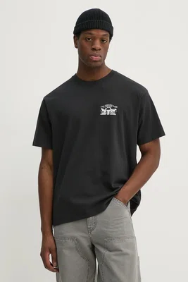 Bavlněné tričko Levi's černá barva, s potiskem, 87373