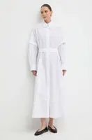 Bavlněné šaty Ivy Oak bílá barva, maxi, oversize, IO117614