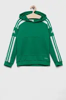 Dětská mikina adidas Performance zelená barva, s kapucí, vzorovaná