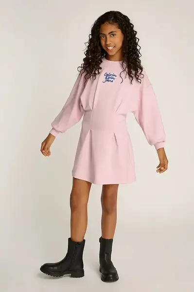 Dívčí šaty Calvin Klein Jeans růžová barva, mini, IG0IG02773