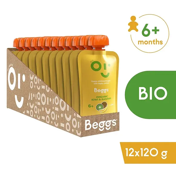 BEGGS Kiwi a banán BIO 12 kusů