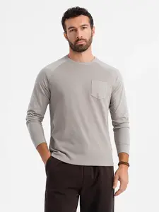 Ombre Men's longsleeve with "waffle" texture - ash
