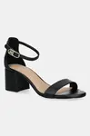 Kožené sandály Tommy Hilfiger LEATHER ANKLE STRAP HEEL SANDAL černá barva, FW0FW08673