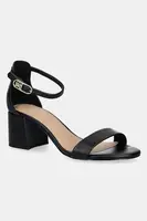 Kožené sandály Tommy Hilfiger LEATHER ANKLE STRAP HEEL SANDAL černá barva, FW0FW08673