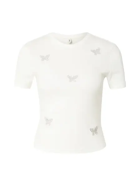 ONLY Tričko 'ONLSNAPPY'  strieborná / biela