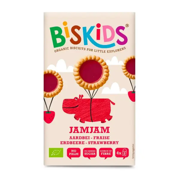 Biskids BIO dětské koláčky s jahodovým džemem 36m+ 100 g