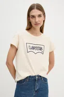 Bavlněné tričko Levi's dámské, béžová barva, A8804