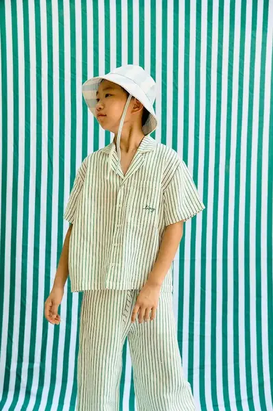 Tinycottons  Dětská lněná košile  EMERALD STRIPES SHIRT