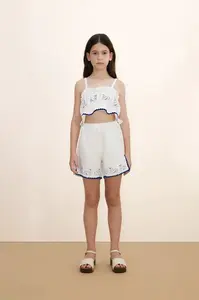 Lněný dětský top Tinycottons SWANS BOWS LINEN TOP
